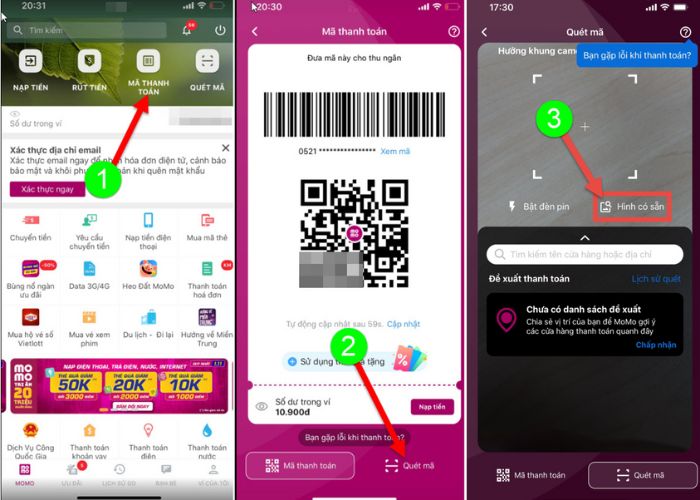 Truy cập vào app Momo để nạp tiền